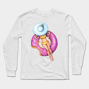 Pink donut girl Long Sleeve T-Shirt